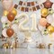 21st Birthday Balloon Number 21 Foil Balloon Happy Birthday Banner with Star Heart Balloons (21st Sand White Brown)